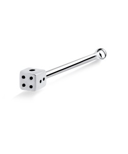 Little Dice Shaped Silver Bone Nose Stud NSKD-1027